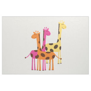 Cute Yellow, Pink and Orange Giraffes Fabric