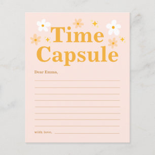 Cute Yellow Pink Daisy Time Capsule First Birthday