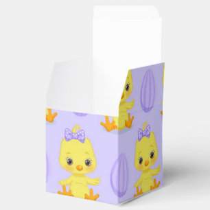Cute Yellow Purple Chicken Easter Pattern Favour Box