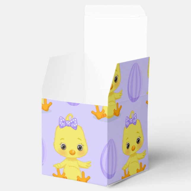 Cute Yellow Purple Chicken Easter Pattern Favour Box (Opened)