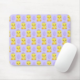 Cute Yellow Purple Chicken Easter Pattern Mouse Mat