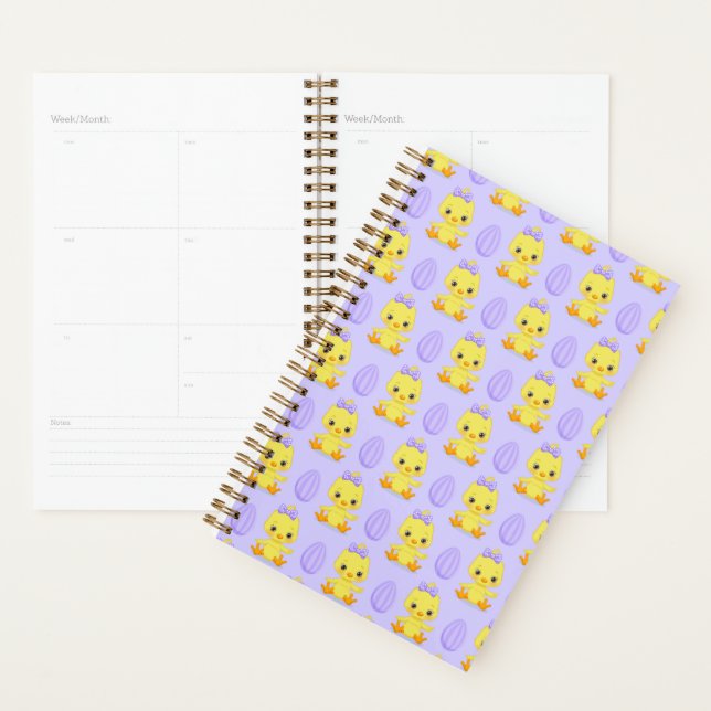 Cute Yellow Purple Chicken Easter Pattern Planner (Display)