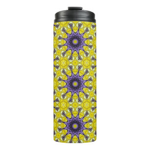 Cute Yellow Purple Kaleidoscope Geometric Pattern Thermal Tumbler