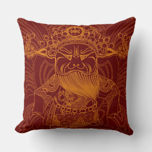 Cute yellow red traditional chinese man cushion