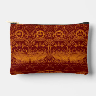 Cute yellow red traditional chinese man face mask accessory pouch