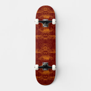 Cute yellow red traditional chinese man skateboard