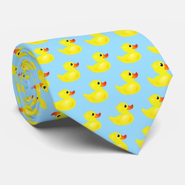 Cute Yellow Rubber Duck Pattern Tie (Rolled)