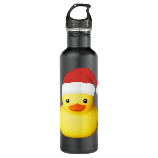 Cute Yellow Rubber Duck Santa Claus Christmas Fami 710 Ml Water Bottle