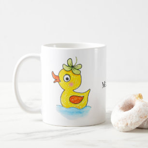 Cute Yellow Rubber Duck with Clover Hat Custom Coffee Mug