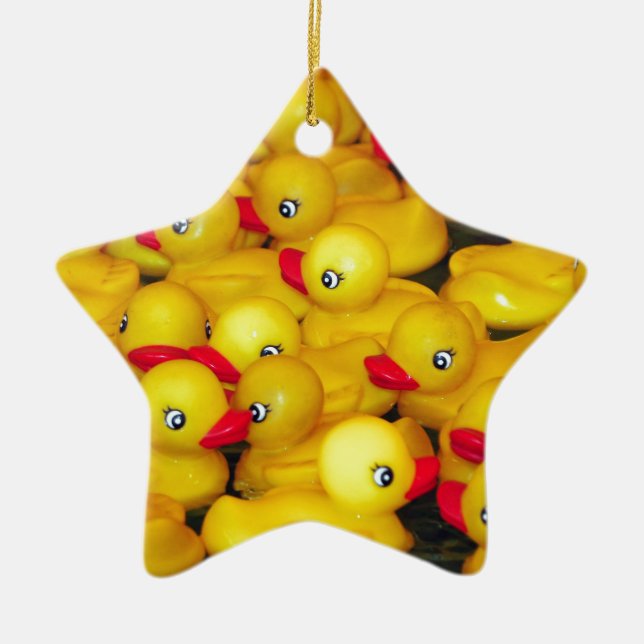 Cute yellow rubber duckies ceramic tree decoration (Front)