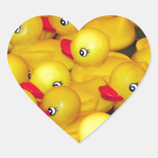 Cute yellow rubber duckies heart sticker (Front)