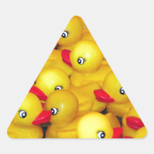 Cute yellow rubber duckies triangle sticker