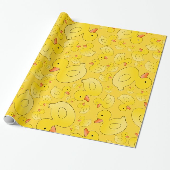 Cute yellow rubber ducks wrapping paper (Unrolled)