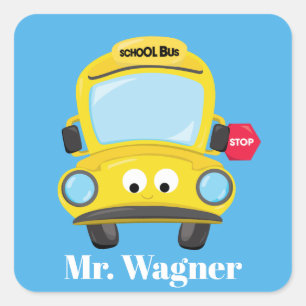 Cute Yellow school bus add name or message sticker