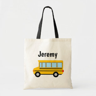Cute yellow school bus drawing kid's tote bag