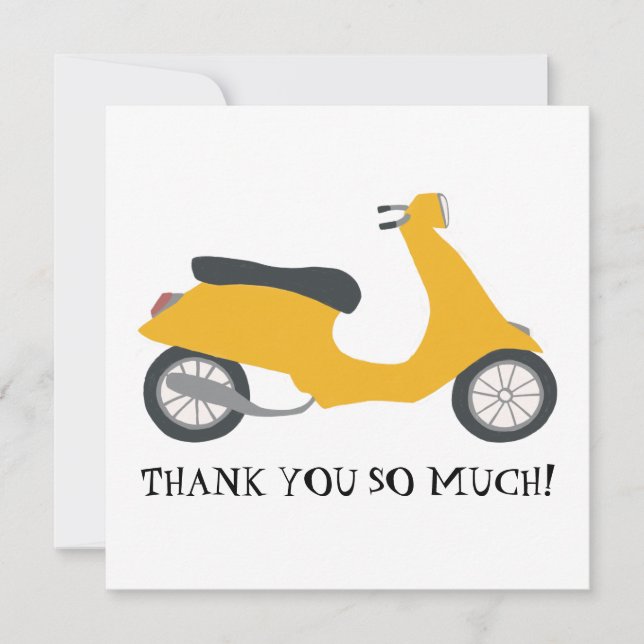 Cute Yellow Scooter Thank you CUSTOMIZE IT Card (Front)