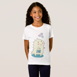 Cute Yellow Smiling Dinosaur with Happy Stars T-Shirt
