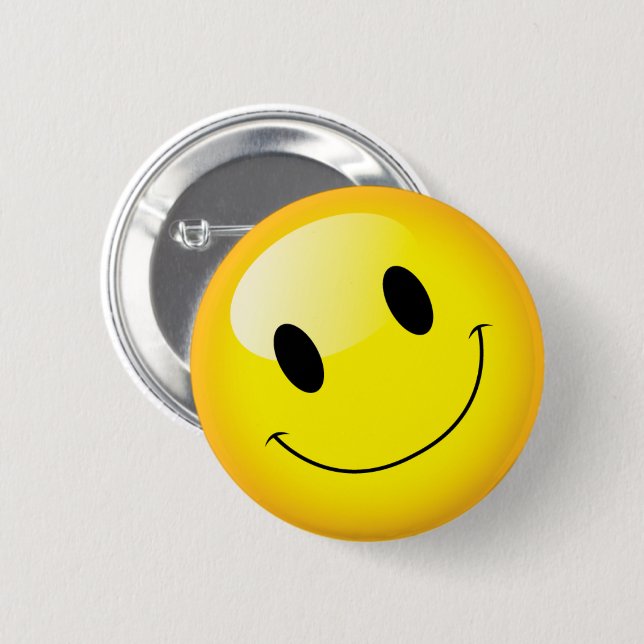 Cute Yellow Smiling Face Emoticon 6 Cm Round Badge (Front & Back)