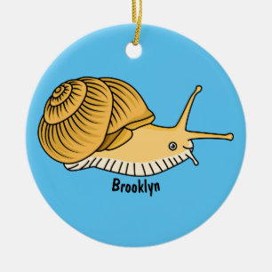 Cute yellow snail cartoon illustration ceramic tree decoration
