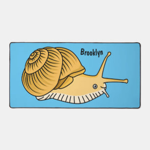 Cute yellow snail cartoon illustration desk mat