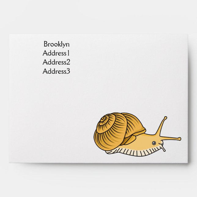 Cute yellow snail cartoon illustration envelope (Front)