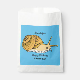 Cute yellow snail cartoon illustration favour bags
