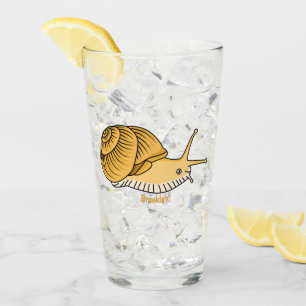 Cute yellow snail cartoon illustration glass