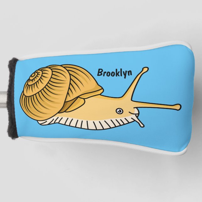 Cute yellow snail cartoon illustration golf head cover (Front)