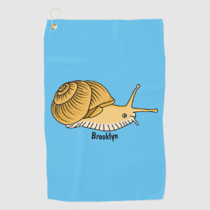 Cute yellow snail cartoon illustration golf towel