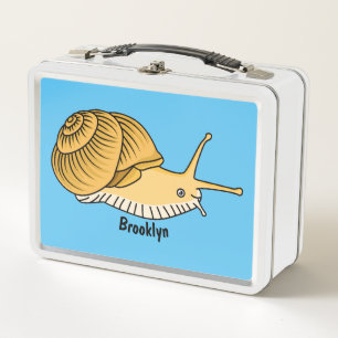 Cute yellow snail cartoon illustration metal lunch box