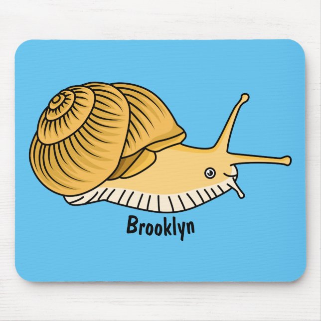 Cute yellow snail cartoon illustration mouse mat (Front)