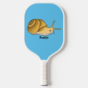 Cute yellow snail cartoon illustration pickleball paddle