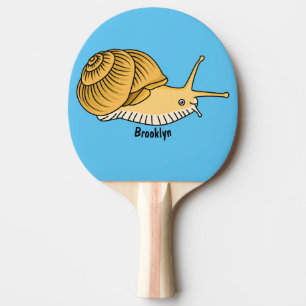 Cute yellow snail cartoon illustration ping pong paddle