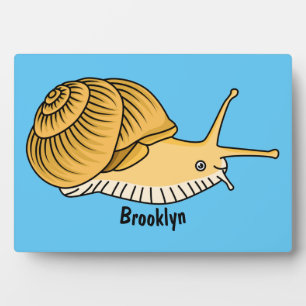 Cute yellow snail cartoon illustration plaque