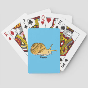 Cute yellow snail cartoon illustration playing cards