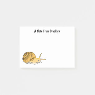 Cute yellow snail cartoon illustration post-it notes
