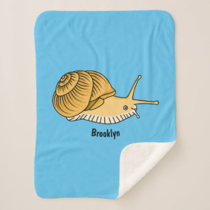 Cute yellow snail cartoon illustration sherpa blanket