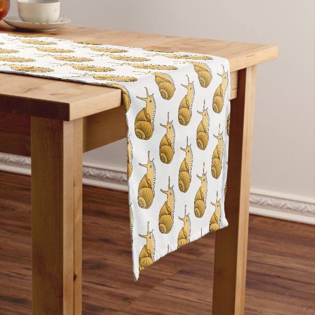 Cute yellow snail cartoon illustration  short table runner (In Situ)