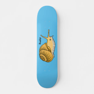 Cute yellow snail cartoon illustration skateboard