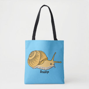 Cute yellow snail cartoon illustration tote bag