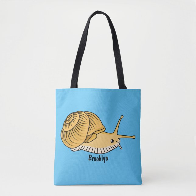 Cute yellow snail cartoon illustration tote bag (Front)