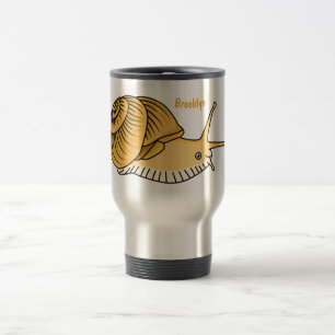 Cute yellow snail cartoon illustration travel mug