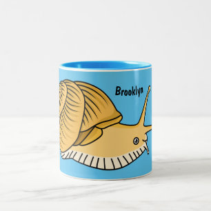 Cute yellow snail cartoon illustration  Two-Tone coffee mug