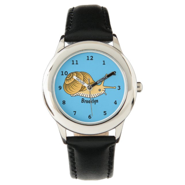 Cute yellow snail cartoon illustration watch (Front)