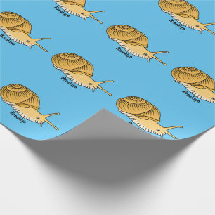 Cute yellow snail cartoon illustration wrapping paper
