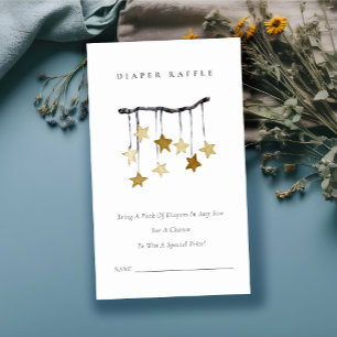Cute Yellow Star Mobile Diaper Raffle Baby Shower  Enclosure Card