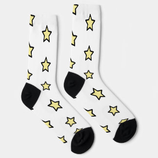 Cute Yellow Stars Black Outline Pattern Socks
