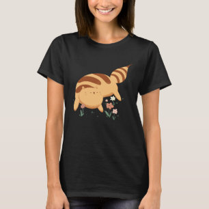 Cute Yellow Striped Bee Cat With Flowers T-Shirt