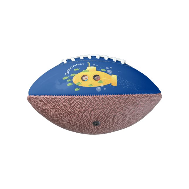 Cute yellow submarine fish cartoon illustration american football (Rotated 270)