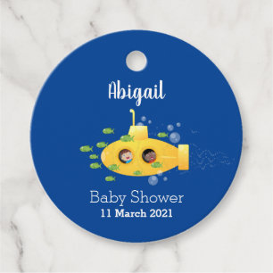 Cute yellow submarine fish cartoon illustration  favour tags